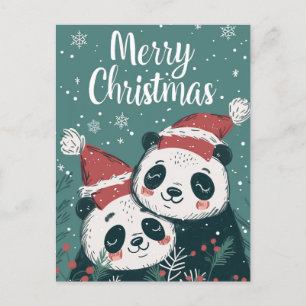 Cute Panda Merry Kerstmis Briefkaart