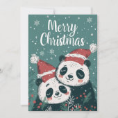 Cute Panda Merry Kerstmis Feestdagenkaart (Voorkant)