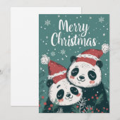Cute Panda Merry Kerstmis Feestdagenkaart (Voorkant / Achterkant)