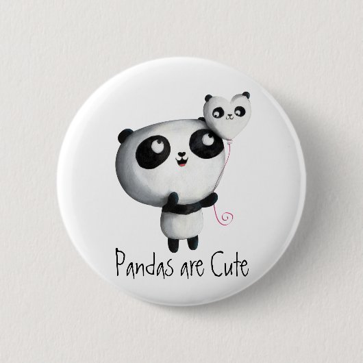 Cute Panda met ballon Ronde Button 5,7 Cm (Voorkant)