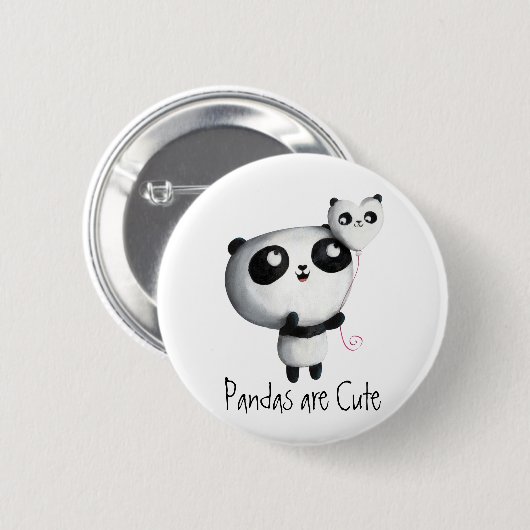 Cute Panda met ballon Ronde Button 5,7 Cm (Voorkant /achterkant)