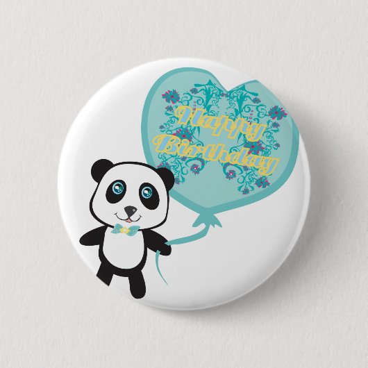 Cute panda met ballonbadge ronde button 5,7 cm (Voorkant)