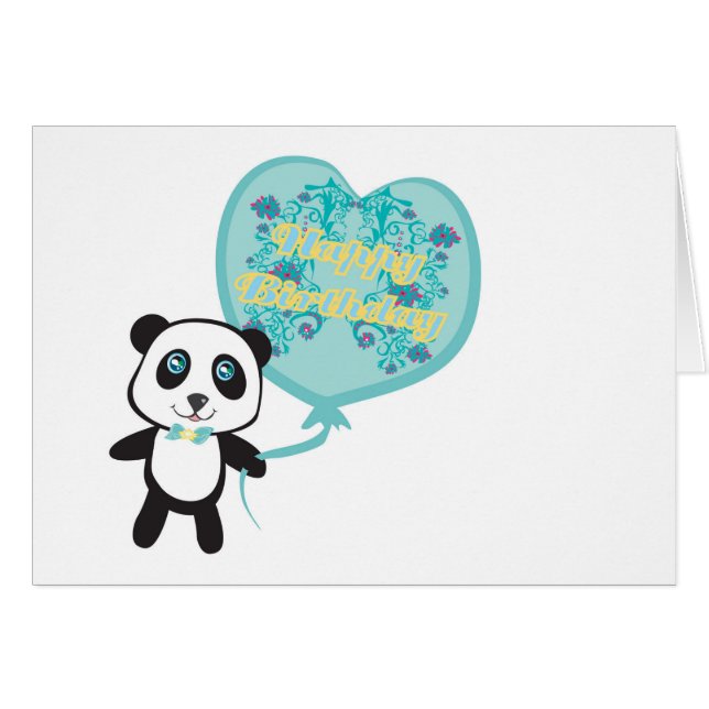 Cute panda met ballonkaart (Voorkant Horizontaal)