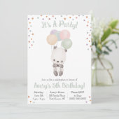 Cute Panda met Balloons Birthday Party Kaart (Staand voorkant)