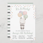 Cute Panda met Balloons Birthday Party Kaart (Voorkant / Achterkant)