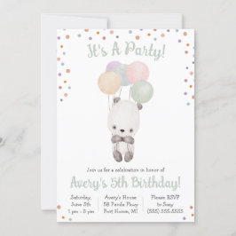 Cute Panda met Balloons Birthday Party Kaart