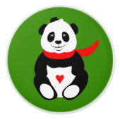 Cute Panda met British Bowler Pet en Red Scarf Keramische Knop (Voorkant)