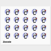 Cute Panda met een helder rood appel Ronde Sticker (Vel)