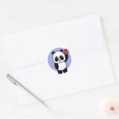 Cute Panda met een helder rood appel Ronde Sticker (Envelop)