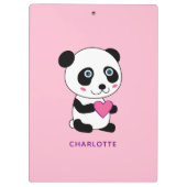 Cute Panda met een Roze Gepersonaliseerde Naam van Klembord (Achterkant)
