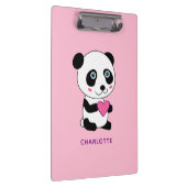 Cute Panda met een Roze Gepersonaliseerde Naam van Klembord (Rechts)