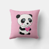 Cute Panda met een Roze Gepersonaliseerde Naam van Kussen (Achterkant)