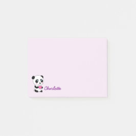 Cute Panda met een Roze Gepersonaliseerde Naam van Post-it® Notes