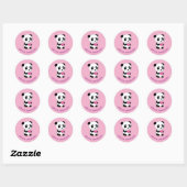 Cute Panda met een Roze Gepersonaliseerde Naam van Ronde Sticker (Vel)
