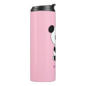 Cute Panda met een Roze Gepersonaliseerde Naam van Thermosbeker (Gedraaid links)