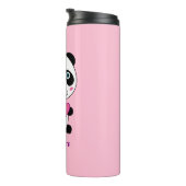 Cute Panda met een Roze Gepersonaliseerde Naam van Thermosbeker (Geroteerd rechts)