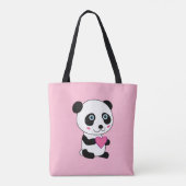 Cute Panda met een Roze Gepersonaliseerde Naam van Tote Bag (Achterkant)