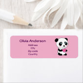 Cute Panda met een roze hart op maat Etiket (Insitu)