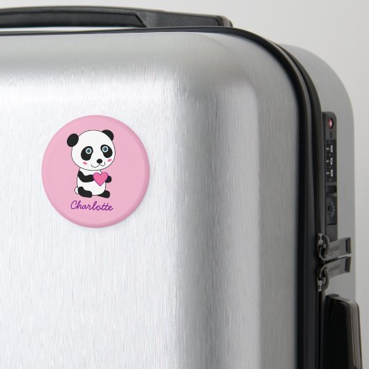 Cute Panda met een roze hart op maat Magneet (Insitu (bagage))