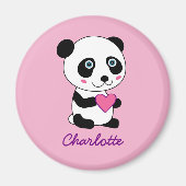 Cute Panda met een roze hart op maat Magneet (Voorkant)