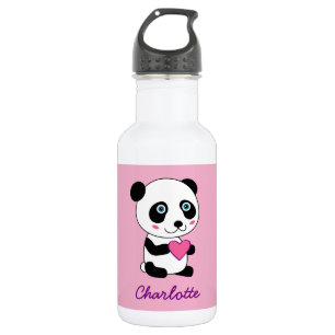Cute Panda met een roze hart  Waterfles