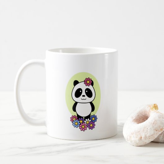 Cute Panda met Flowers - 1000Pandas Koffiemok (Met donut)