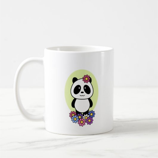 Cute Panda met Flowers - 1000Pandas Koffiemok (Links)