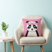 Cute Panda met Flowers-meiden kamerlooddeken Kussen (Stoel)