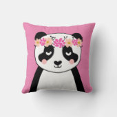 Cute Panda met Flowers-meiden kamerlooddeken Kussen (Achterkant)