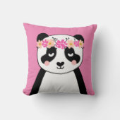 Cute Panda met Flowers-meiden kamerlooddeken Kussen (Voorkant)