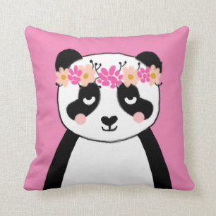 Cute Panda met Flowers-meiden kamerlooddeken Kussen