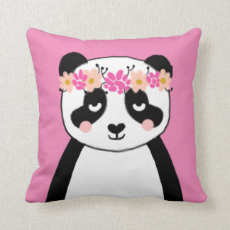 Cute Panda met Flowers-meiden kamerlooddeken Kussen