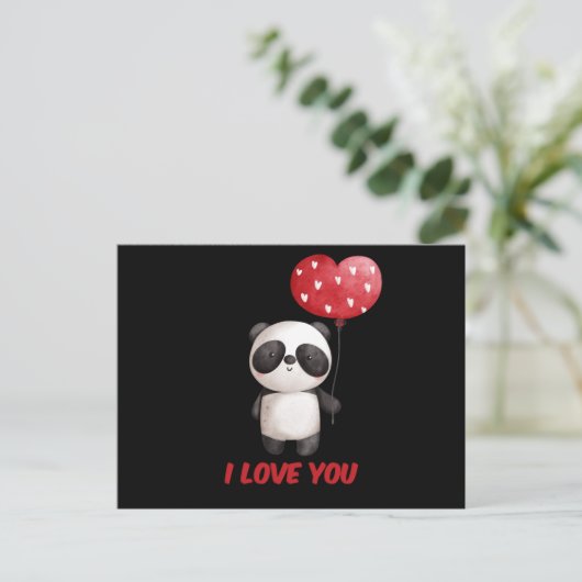 Cute Panda met hart | Ik hou van Valentijn Gift Briefkaart (Staand voorkant)