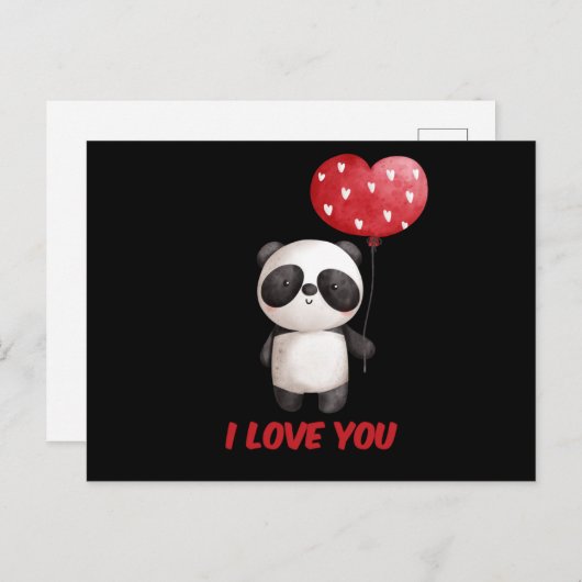 Cute Panda met hart | Ik hou van Valentijn Gift Briefkaart (Voorkant / Achterkant)