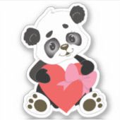 Cute Panda met hart Sticker (Voorkant)