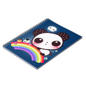 Cute panda met kawaï eten op regenboog notitieboek (Linkerzijde)