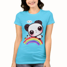 Cute panda met kawaï eten op regenboog