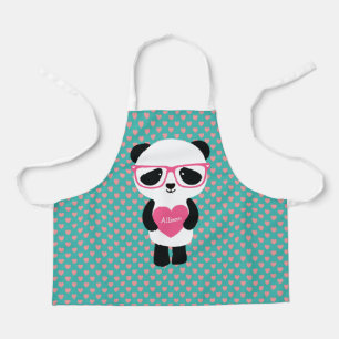 Cute Panda met roze bril Schort