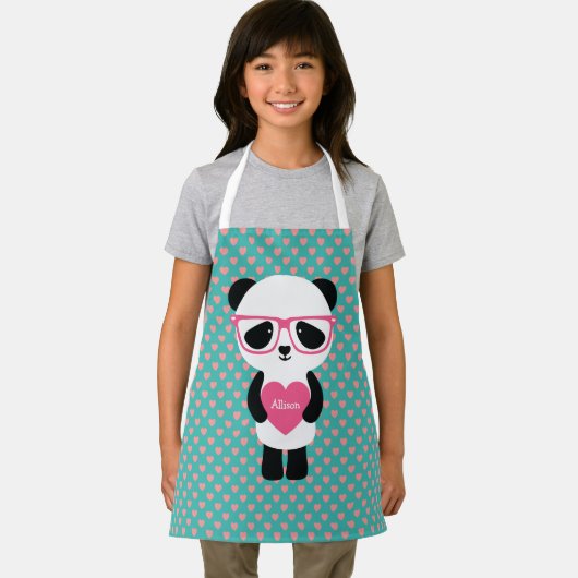 Cute Panda met roze bril Schort (Insitu)