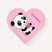Cute Panda met roze hartennaam Spiral Notitieboek (Voorkant)