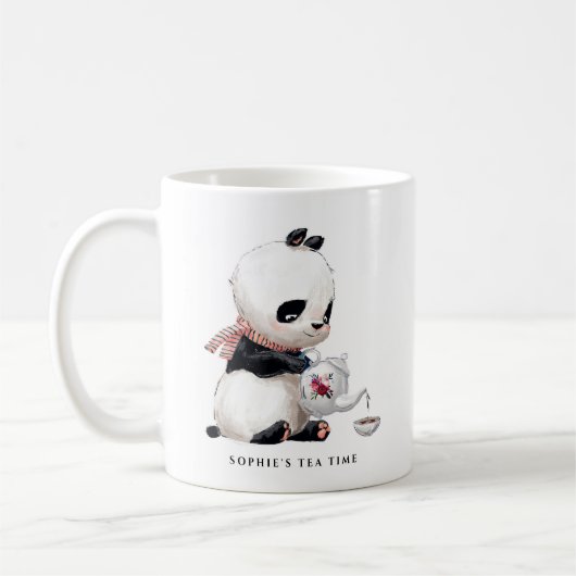 Cute Panda met Scarf Personalize Tea Party Koffiemok (Links)