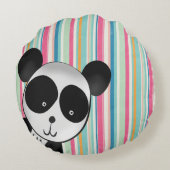 Cute Panda met Stripes Rond Kussen (Achterkant)