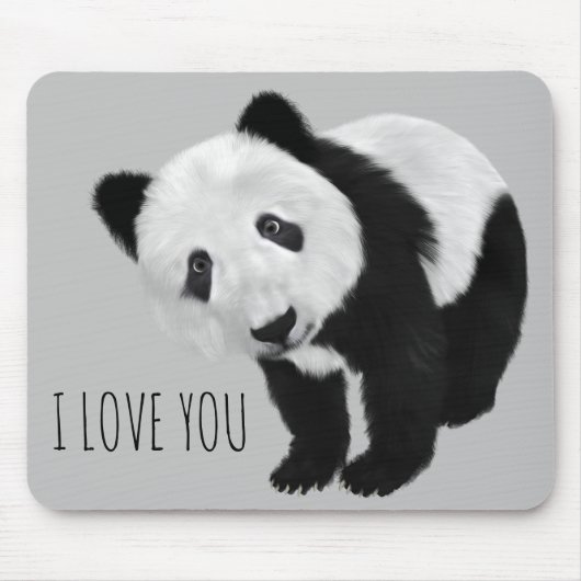 CUTE Panda met  tekst Muismat (Voorkant)