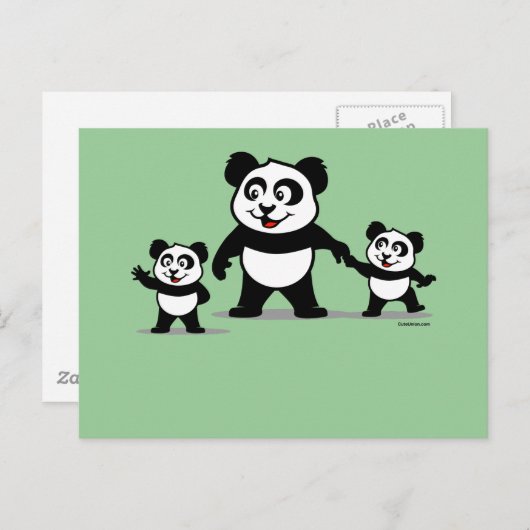 Cute Panda met twee baby's Briefkaart (Voorkant / Achterkant)
