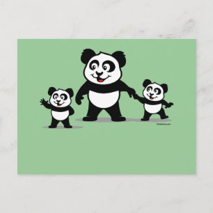 Cute Panda met twee baby's Briefkaart