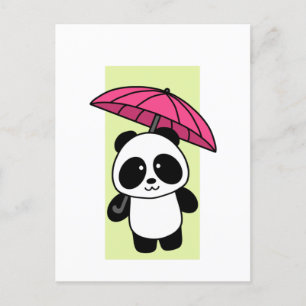Cute Panda met Umbrella - Briefkaart 1000Pandas
