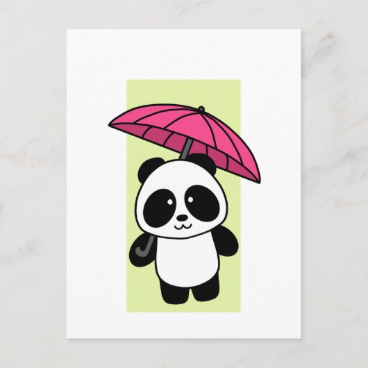 Cute Panda met Umbrella - Briefkaart 1000Pandas (Voorkant)
