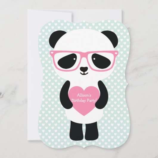 Cute Panda Mint/Pink Kaart (Voorkant)