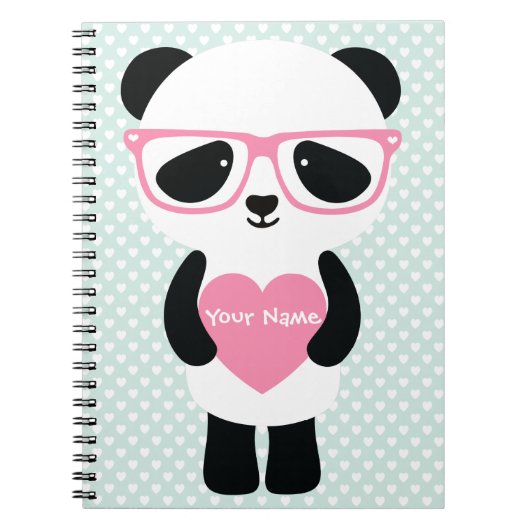 Cute Panda Mint/Pink Notitieboek (Voorkant)