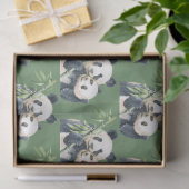 Cute Panda moeder en Baby Bamboe Pattern Tissuepapier (Geschenk)